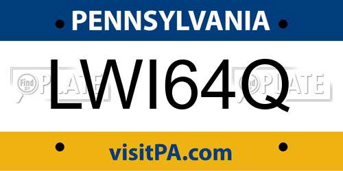 LWI64Q Pennsylvania License Plate