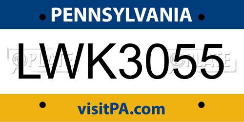LWK3055 Pennsylvania License Plate