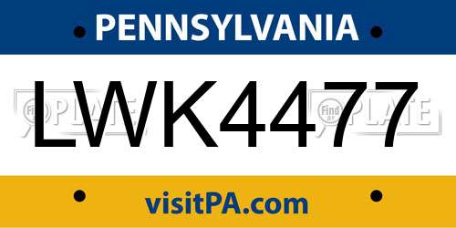 LWK4477 Pennsylvania License Plate
