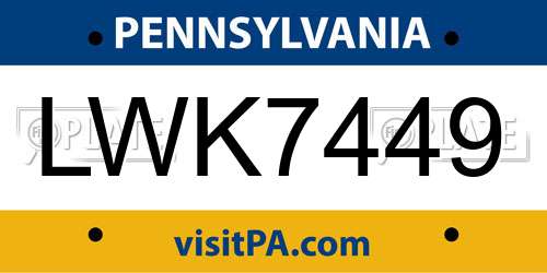 LWK7449 Pennsylvania License Plate