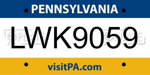 LWK9059 Pennsylvania License Plate