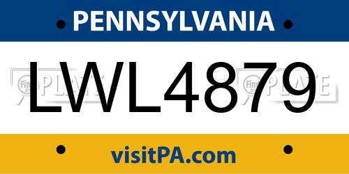 LWL4879 Pennsylvania License Plate