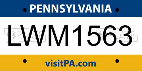 LWM1563 Pennsylvania License Plate