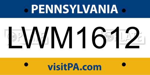 LWM1612 Pennsylvania License Plate