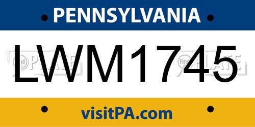 LWM1745 Pennsylvania License Plate