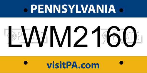 LWM2160 Pennsylvania License Plate