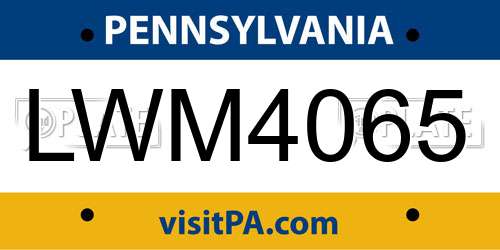 LWM4065 Pennsylvania License Plate
