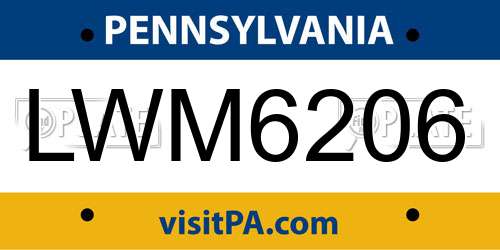 LWM6206 Pennsylvania License Plate