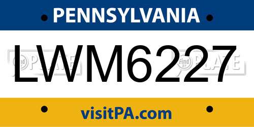 LWM6227 Pennsylvania License Plate