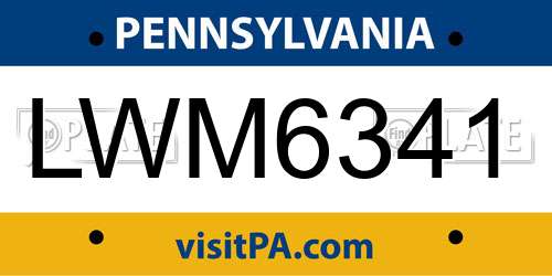 LWM6341 Pennsylvania License Plate