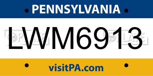 LWM6913 Pennsylvania License Plate