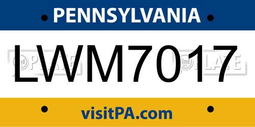 LWM7017 Pennsylvania License Plate