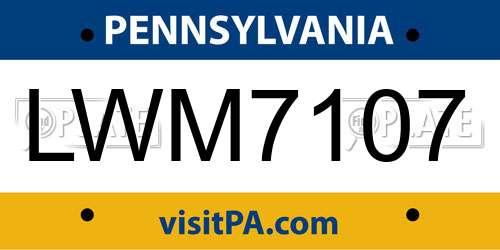 LWM7107 Pennsylvania License Plate
