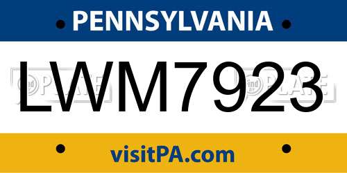 LWM7923 Pennsylvania License Plate