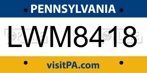 LWM8418 Pennsylvania License Plate