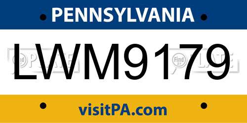 LWM9179 Pennsylvania License Plate