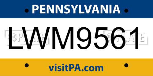 LWM9561 Pennsylvania License Plate