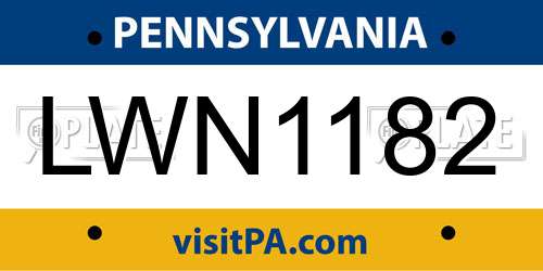 LWN1182 Pennsylvania License Plate