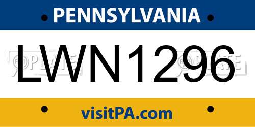 LWN1296 Pennsylvania License Plate