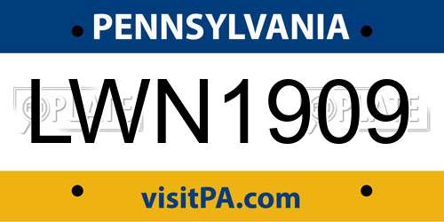 LWN1909 Pennsylvania License Plate