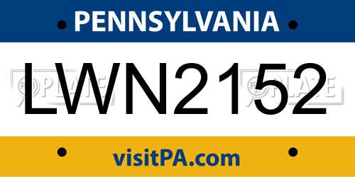 LWN2152 Pennsylvania License Plate