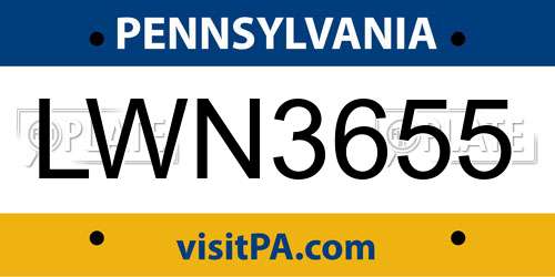 LWN3655 Pennsylvania License Plate