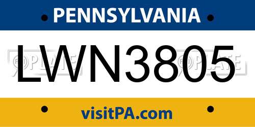 LWN3805 Pennsylvania License Plate