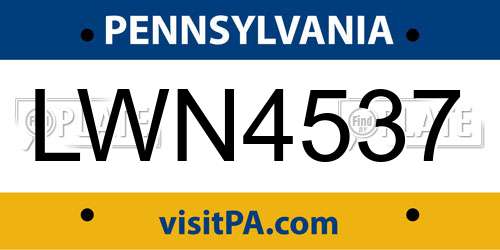 LWN4537 Pennsylvania License Plate