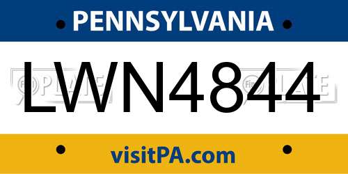 LWN4844 Pennsylvania License Plate