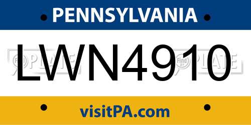 LWN4910 Pennsylvania License Plate