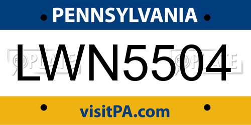 LWN5504 Pennsylvania License Plate