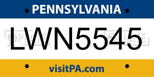 LWN5545 Pennsylvania License Plate