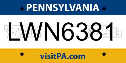 LWN6381 Pennsylvania License Plate
