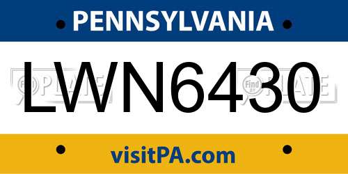 LWN6430 Pennsylvania License Plate