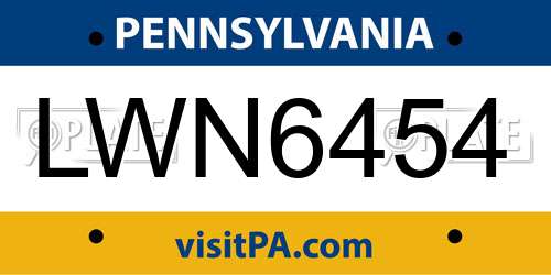 LWN6454 Pennsylvania License Plate