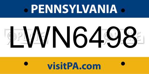 LWN6498 Pennsylvania License Plate