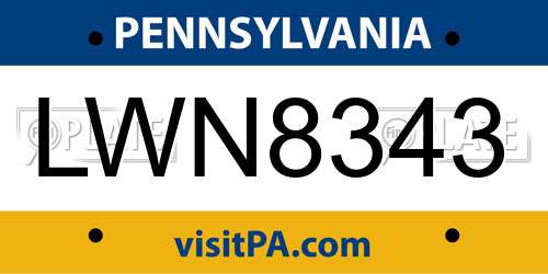 LWN8343 Pennsylvania License Plate