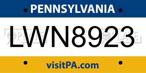 LWN8923 Pennsylvania License Plate