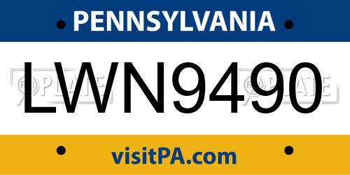 LWN9490 Pennsylvania License Plate
