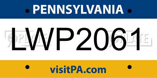 LWP2061 Pennsylvania License Plate