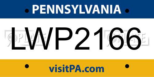 LWP2166 Pennsylvania License Plate