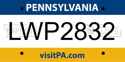 LWP2832 Pennsylvania License Plate