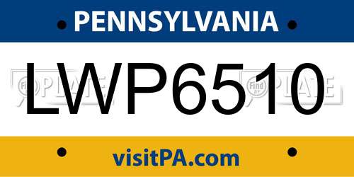 LWP6510 Pennsylvania License Plate