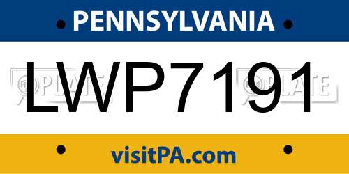 LWP7191 Pennsylvania License Plate