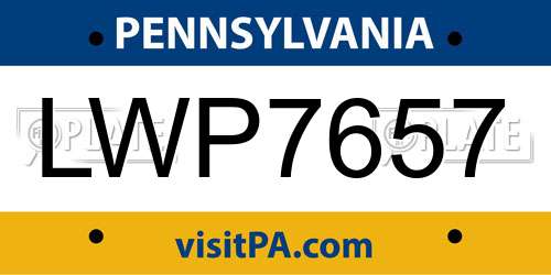 LWP7657 Pennsylvania License Plate