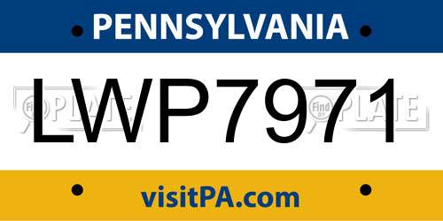 LWP7971 Pennsylvania License Plate