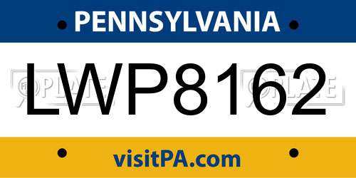 LWP8162 Pennsylvania License Plate