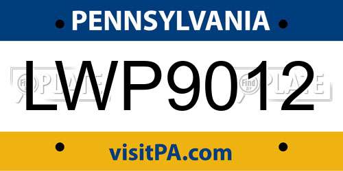 LWP9012 Pennsylvania License Plate