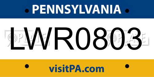 LWR0803 Pennsylvania License Plate