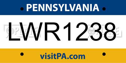 LWR1238 Pennsylvania License Plate